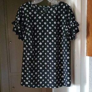 Zara Black and White Floral Blouse